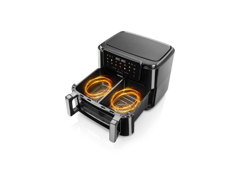 HAEGER AF-D10.010B FRITEZA NA TOPAO VAZDUH DIGITALNA 10,5L 2 POSUDE - Слика 2